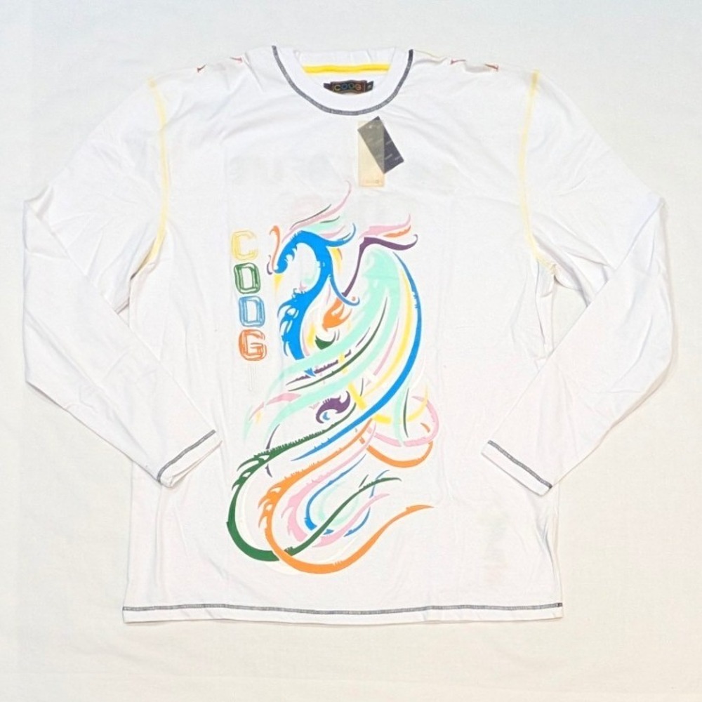 Coogi Men's White The Art Of Life Phoenix Graphic Long Sleeve T-Shirt 2XL NWT